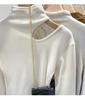 Koreanisches Schlank geschnittenes High-Neck-T-Shirt mit Aussparungen, weiß, langärmlig - Herbst/Winter 2025