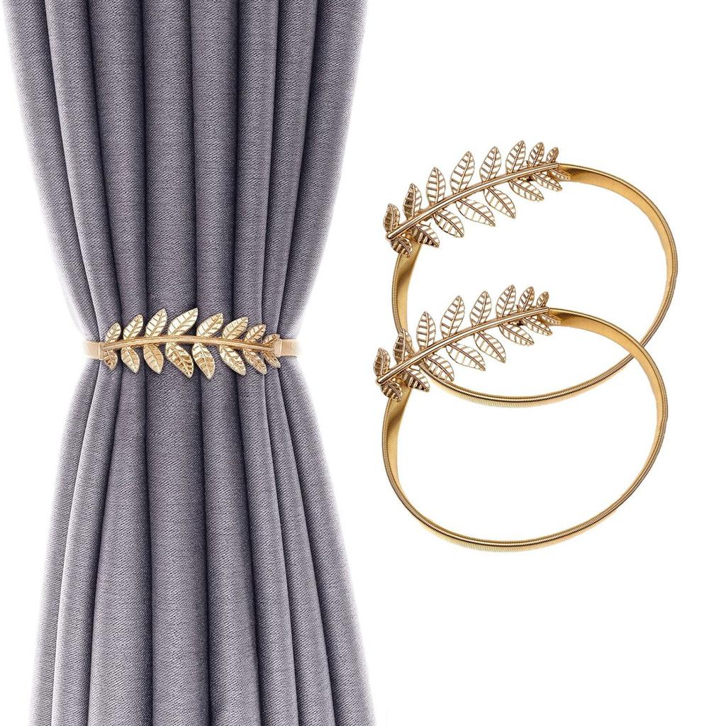 4pcs Curtain Tiebacks Aluminum Alloy Spring Design Curtain Holdbacks Ties Modern Gold for Bedroom Living Room Home