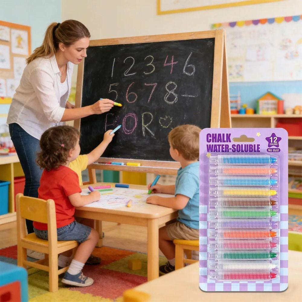 Non-Toxic Dustless Chalk 6/12 Colors Washable Chalk Easter Basket Stuffers for Kids  Blackboard