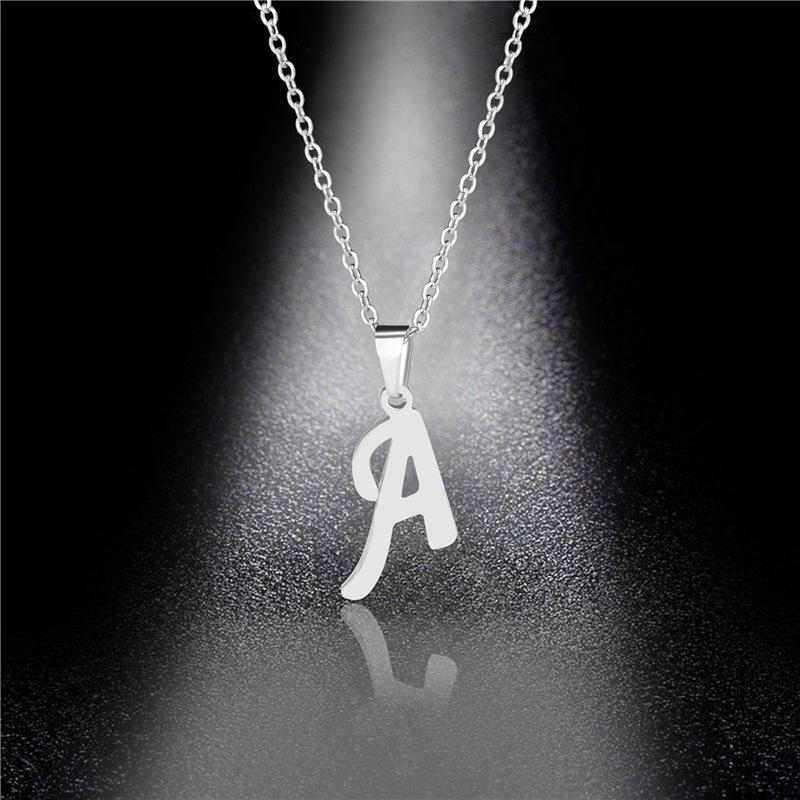 Simple English Letter Necklace Collarbone Chain Women Fashion Jewelry 26 Alphabet Pendant