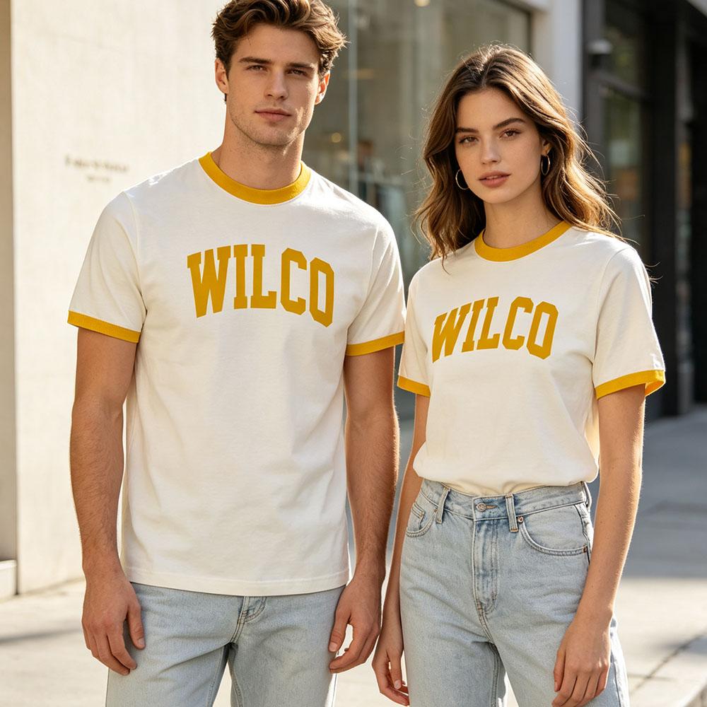 Wilco Band Yellow Ringer T-Shirt Short Sleeve O-neck Summer Unisex Streetwear Tops Casual Loose Soft Men Women Tshirts Print Top