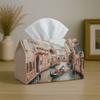 1pc Party Tissue Box, Venetian View, Multifunctional Tissue Holder, Gondola Canal City, Outdoor Party Supplies, Everyday Desktop Tissue Storage Box, S