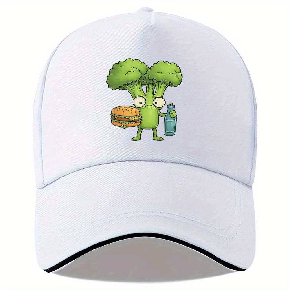 

Funny Broccoli Hamburger Drink Baseball Cap Unisex Polyester Adjustable Outdoor Baseball Hat One Size