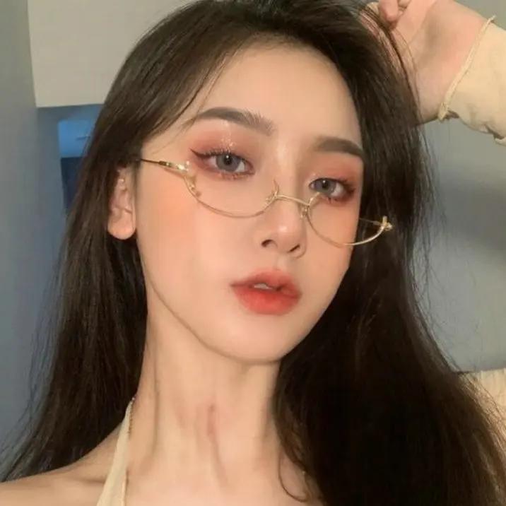 

Аниме Металлические Очки Летние Женские Девичьи Черные Полуободковые Без Линз Очки Косплей Вечеринка Украшение Модные Аксессуары