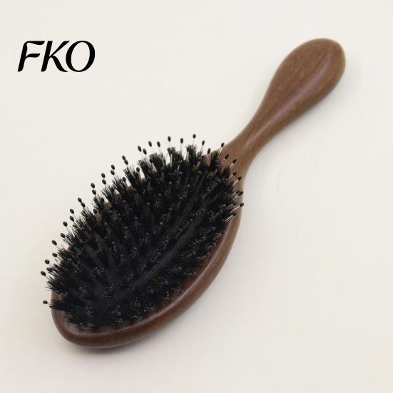 Tangle Remover Brush Air Cushion Hair with Wooden Handle, Gentle Scalp Massage Boar Hairbrush Bristles Brush, Anti-static Detangling Paddle