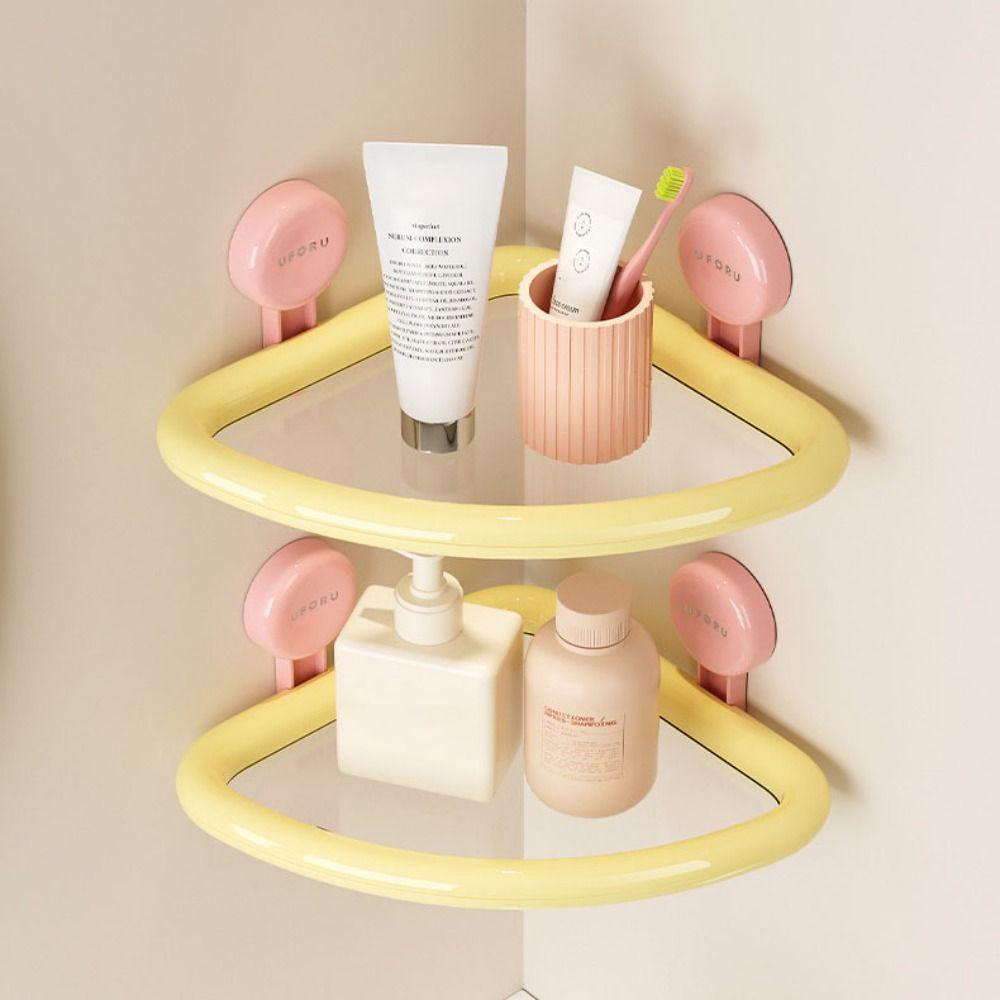 Dopamine Color Suction Cup Triangle Shelf Punch Free Corner Storage Shelf Cosmetics