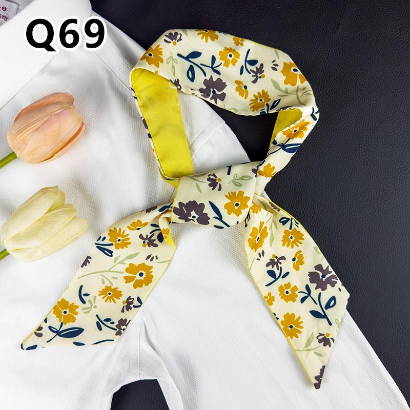 New Long Versatile Silk Scarf Tied Hair Band Bow Letter Floral Streamer Tied Bag Gift Small Silk Scarf