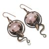 Rose Quartz 999 Copper Wire Wrapped Earrings, Handmade Gemstone Earrings Jewelry, Gifts For Wife Brand New Earrings