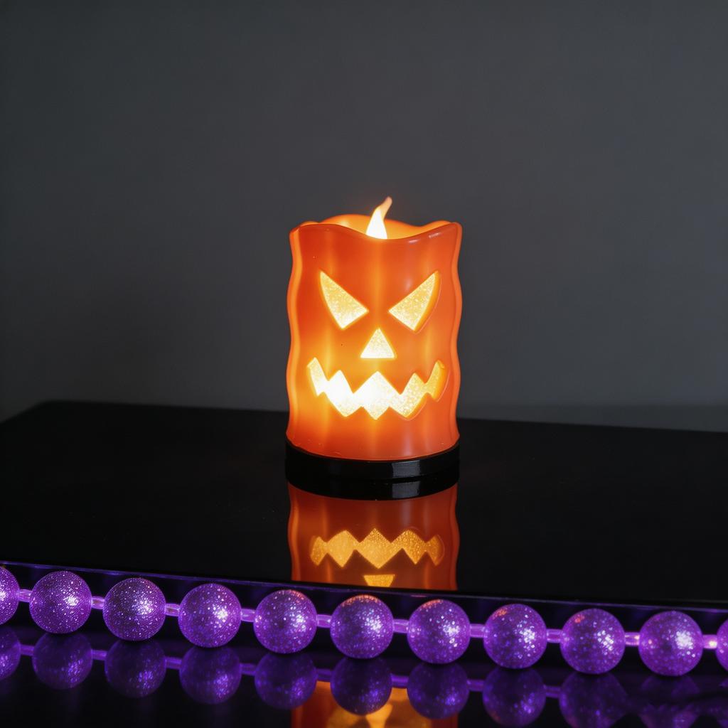Halloween Pumpkin LED Candle Flameless Tabletop Decor for Home Party and Holiday