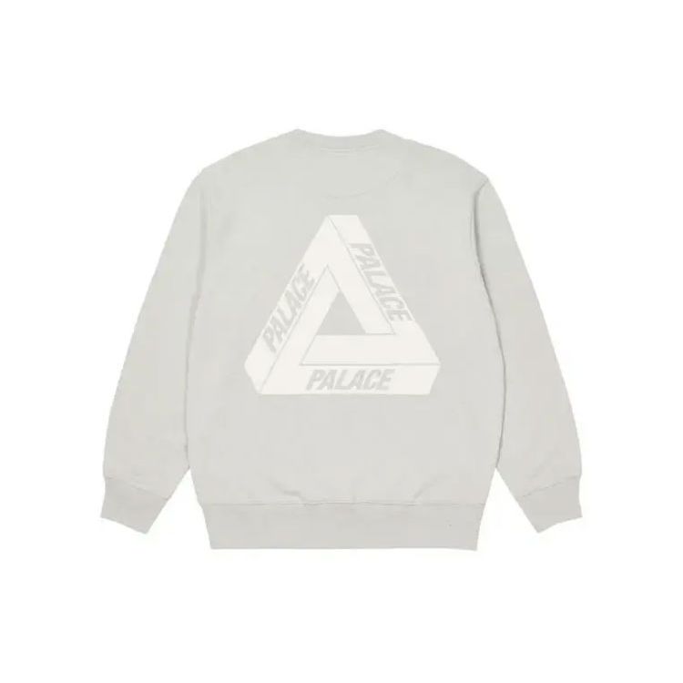 

Palace FW21 Толстовка Slub с круглым вырезом и треугольным логотипом, топы унисекс, серо-белый P21CS068
