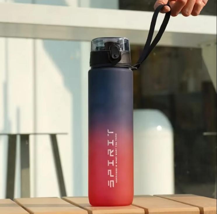 Sports Water Bottle Leak Proof Colorful Plastic Cup with Filter and Portable Rope for Outdoor Travel Gym Fitness