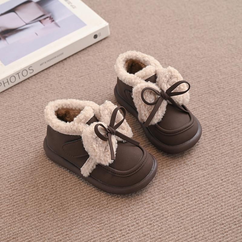 Chaussures d'extérieur en coton pour enfants, Chaussons chauds pour la maison pour filles, Chaussures à semelle souple pour enfants, Chaussures plates en peluche à la mode pour enfants, Antidérapantes, Taille 23-34