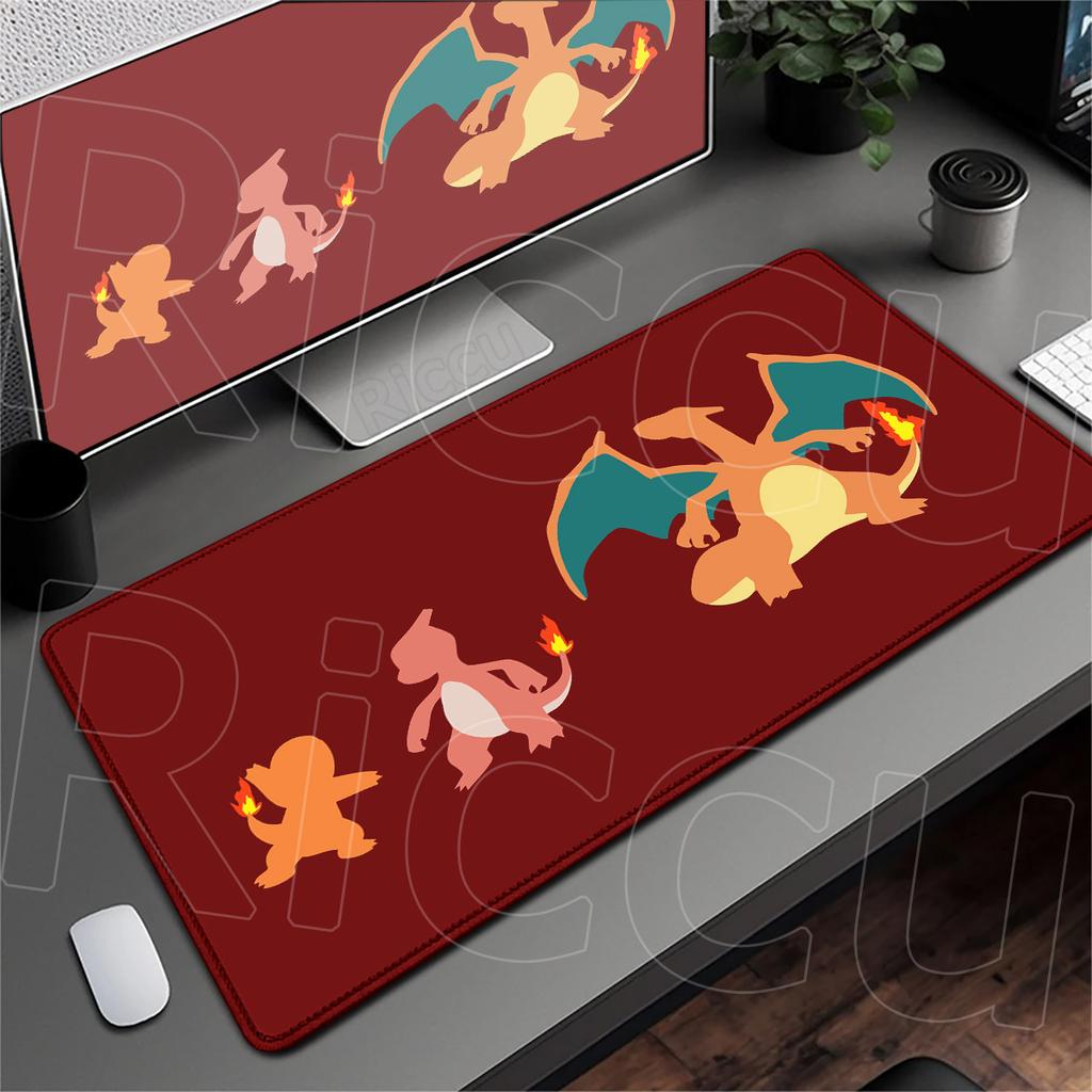 Locking Edge Washable Computer Desktop Mat XXL PC Laptop Anime Gaming Mouse Pad P-Pokemon Charizard Keyboard Carpet Rubber Base