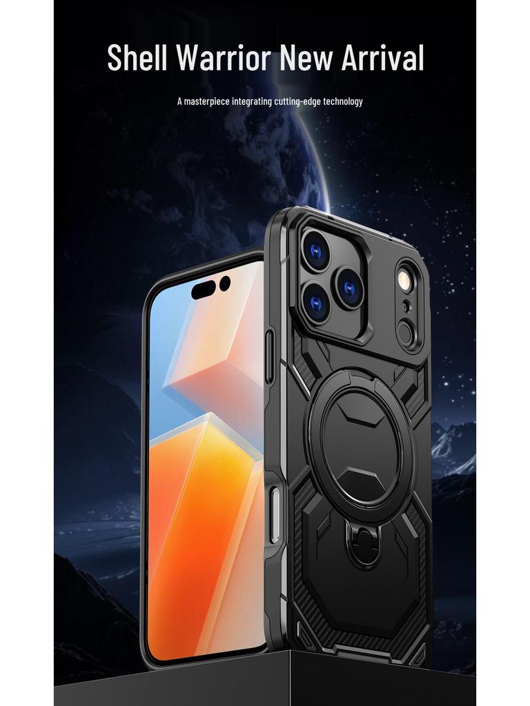 iPhone 17 Pro Max 360° Dönebilen Standlı Kılıf - Darbeye Dayanıklı Manyetik Savaşçı