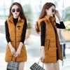Autumn and winter new women's cotton vest medium and long large size slim-fit hooded sleeveless down cotton vest