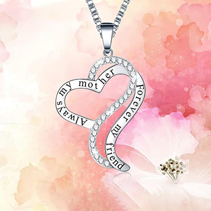 Heart-Shaped Lettering Necklace, Double-Hearted Mother'S Birthday Gift, Style
