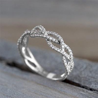 Fancy Twist Women's Rings Full Shiny CZ Delicate Daily Wear Accessories Fashion Versatile Female Jewelry