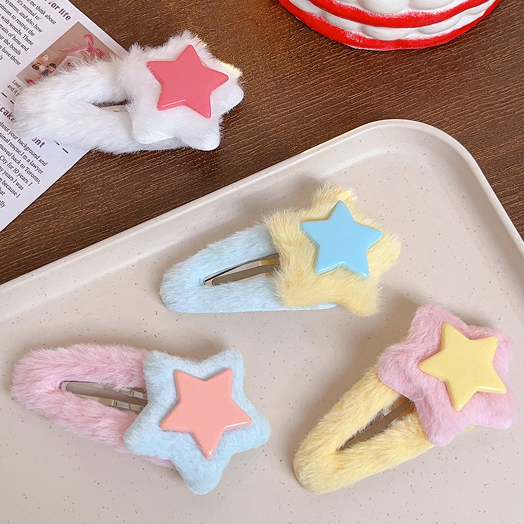 Plush Star Shape Hair Clip Carnival Photography Headwear for Woman Girls Bangs Taking Photo Shopping Travel Anti-Slip