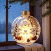 3D Winter Scene Decorations Lighted Christmas Ball Ornaments, Miniature Hanging with Warm LED Decorative Acrylic Holiday Spheres Light, Clear