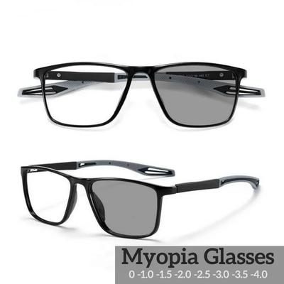 Photochromic Myopia Glasses Blue Light Blocking Color-Changing Computer Square Fashion Sports Eyeglasses Minus Diopters  New