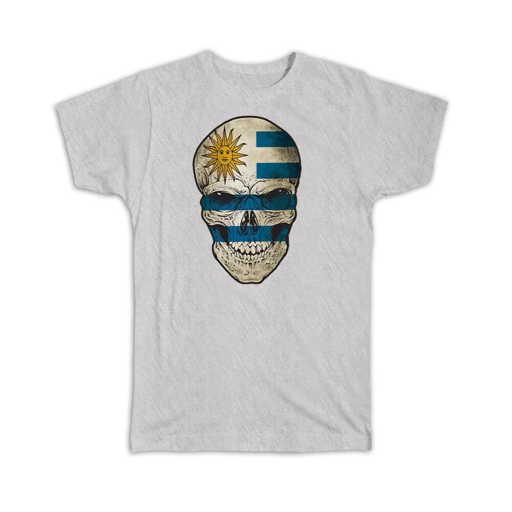 Gift T-Shirt : Uruguay Flag Skull Uruguayan National Colors S
