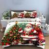 Santa Claus Christmas Tree Set Bedding Duvet Cover Set Duvet Cover Pillowcases  (1*Duvet Cover 2*Pillowcases, without duvet insert)