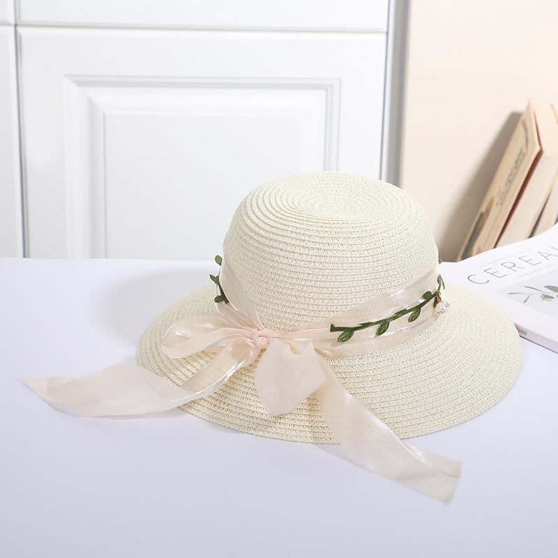 Spring And Summer Women's Hat Sunscreen Beach Fisherman's Straw Hat, Large Brim, Bamboo Hat, Bowtie, Fashion Outdoor H31
