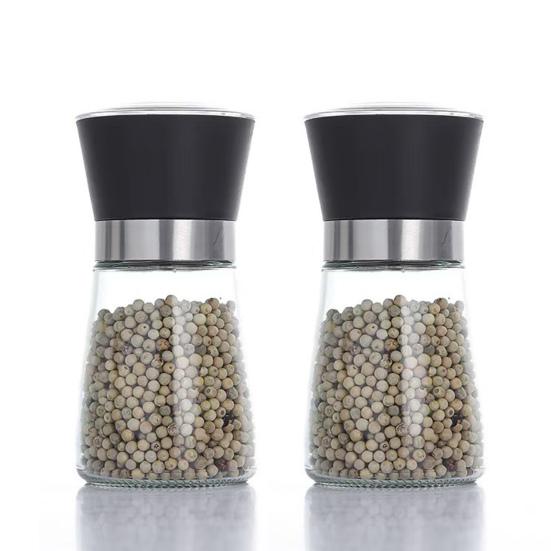 2 Stück Pfeffer- und Salzmühle Nachfüllbare Edelstahlmühle mit Einstellbarem Mahlgrad Manuelle Gewürzmühle für Küche Zuhause Restaurant
