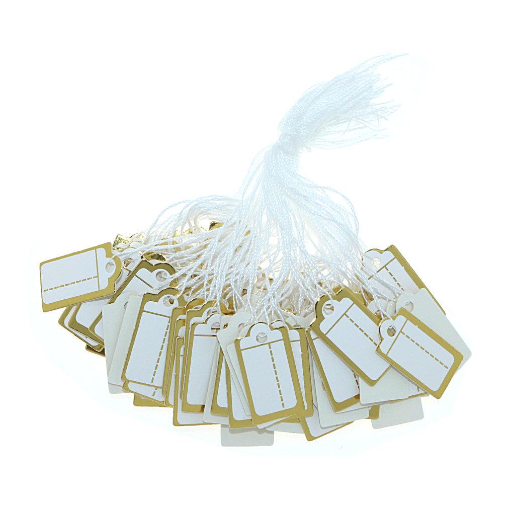 100pcs Gold & Silver Dotted Handwritten Jewelry Price Tags with Cotton String