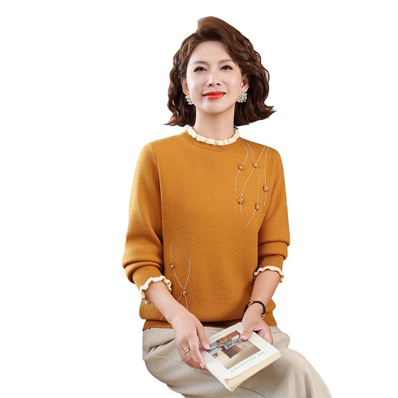 Mom's Stylish Plus Velvet Sweater - New Winter Warm Base Layer Top for Middle-Aged and Elderly Women