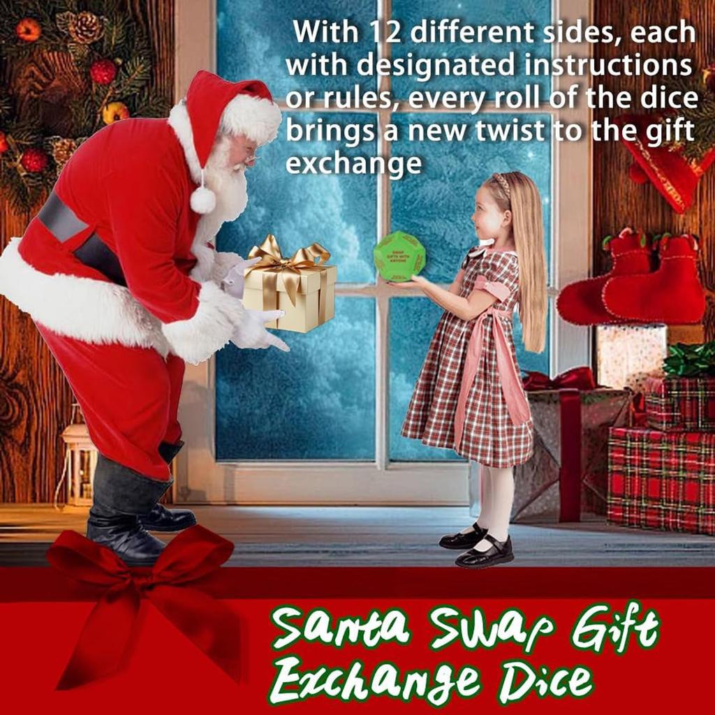 Santa Swap Gift Exchange Dice, Exchange Dice Game, Christmas Party Gift Exchange Dice Game, 12 Different Sides
