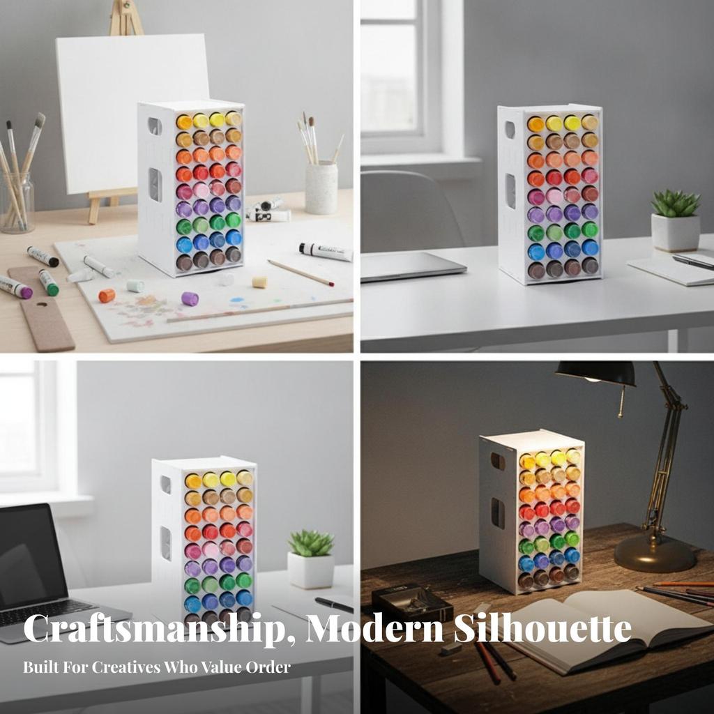 Paint Storage Rack with 72 Compartments Space-Saving for Desk, Artists