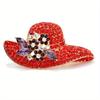 Rhinestone Hat Brooches for Women Red Color New Fashion Winter Corsage Coat Sweater Accessories