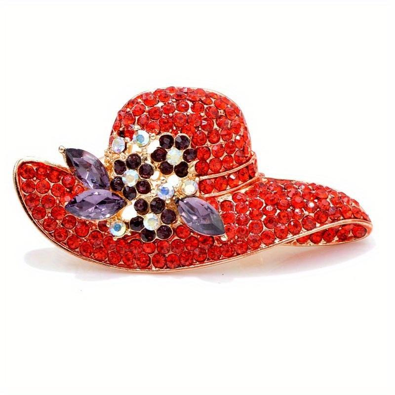 

Rhinestone Hat Brooches for Women Red Color New Fashion Winter Corsage Coat Sweater Accessories Red