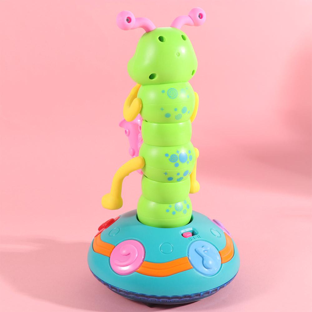 Plastic Saxophone Caterpillar Toy Interactive LED Electric Music Toy Collection Simulation Dancing Caterpillar Toy Kids Toddlers