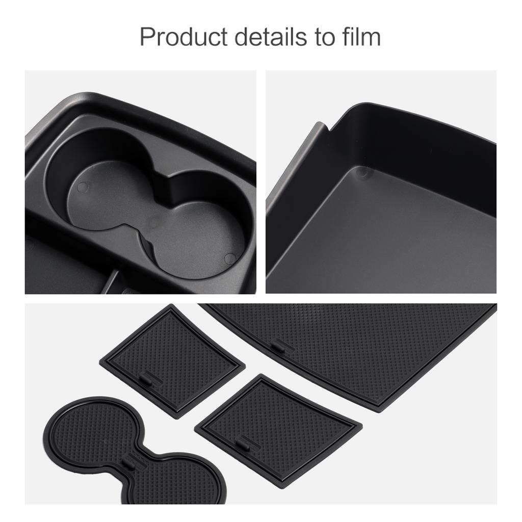 For Kia EV9 2025 2025 2025 Center Console Lower Storage Box Car Tray TPE Organizers Accessories Tidying Black