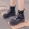 Women's Ankle Boots Autumn Spring Ladies Heels Platform Shoes Female Chunky Leather Flat Heels Booties C736
