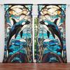 2 Panels Ocean Glass Killer Whale Pattern Curtains   Distinctive Printed Curtains   Suitable for Gifting To Family and Friends