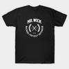 Men Black Print T-shirt Mr. Wick School For Self-Defense No-Cut Transfer Paper Print Cotton Tshirt