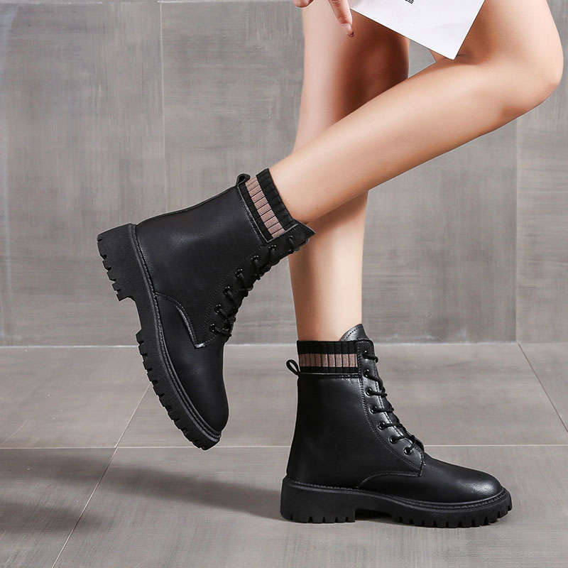 Snow Boots Women's New Fashion Cotton Shoes British Style Martin Short Boots Autumn and Winter Thickened Velvet Women's Shoes