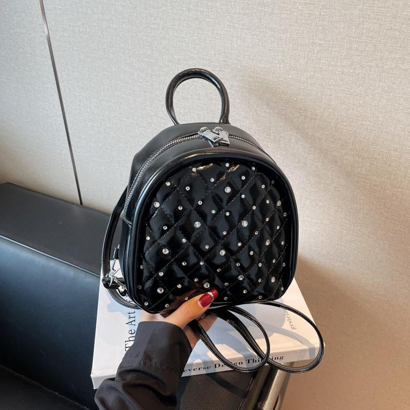 Mini backpack women's new fashion rhombus backpack summer leisure travel small bag