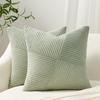 2pcs Bohemian Style Corduroy Throw Pillow Covers, Soft Striped Patchwork Design, Zippered Polyester Square Cushion Cases for Sofa, Bed
