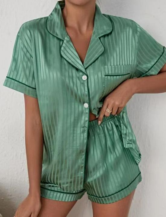 Women's Sexy Print Short-Sleeve Homewear Set - Comfortable Spring/Summer Shorts