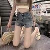 Spicy Girl Retro High Waist Denim Shorts: Women's Summer A-Line Slimming Wide Leg Trend