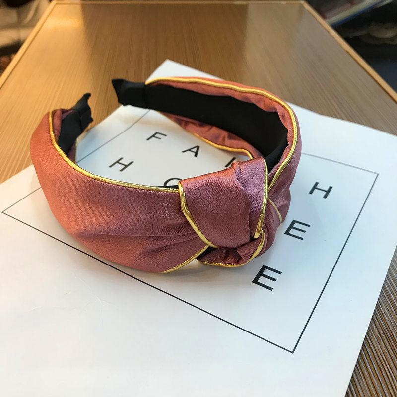 18K Gold Silk Knotted Headband Hairband High Quality Women Bright Satin Fabric Hairband Turban Knot Hair Accessories