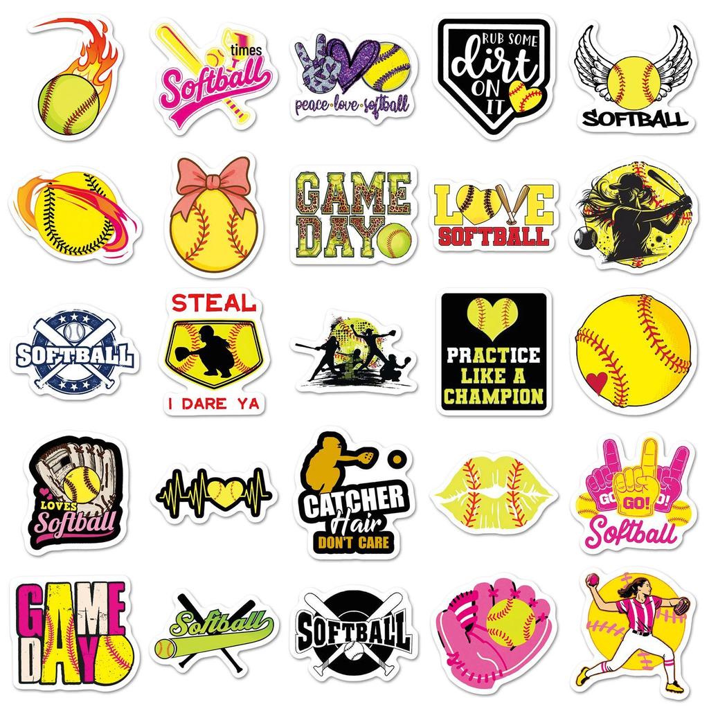 50 Trendy Baseball Sports Series Stickers for Helmets, Fridges, Laptops, and Water Bottles