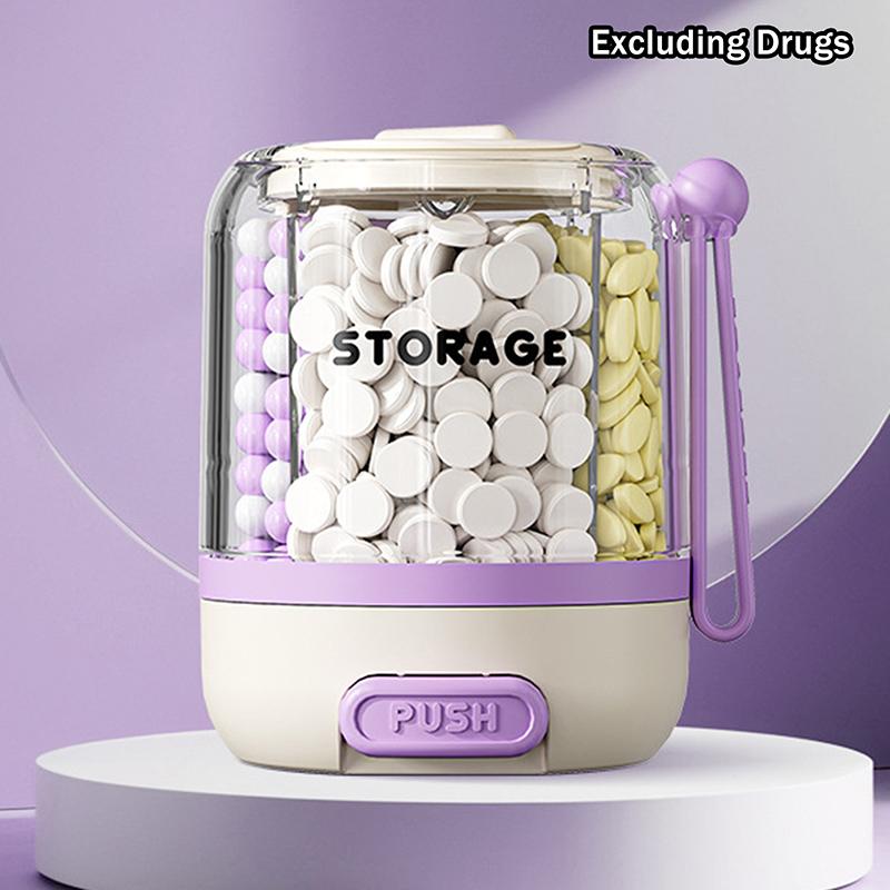

Mini Portable round Pill Box 4-Compartment Daily Medicine Organizer Case Tablet Storage Container Drug Dispense фіолетовий