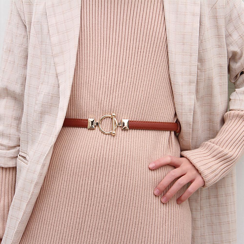 Personality Luxury Trouser Adjustable Dress Women Waistband Waist Belt PU Belt Metal Hook Buckle
