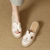 Small thick-soled one-word slippers women's 2025 new summer wear woven wedge heel sandals with skirt cool slippers