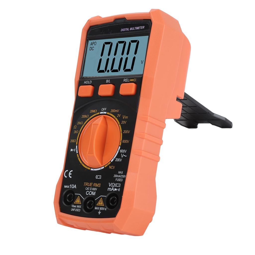 Digital Multimeter NCV Voltage Detection 200uF Capacitance Measurement LCD Backlit Display Multi Tester with Flashlight